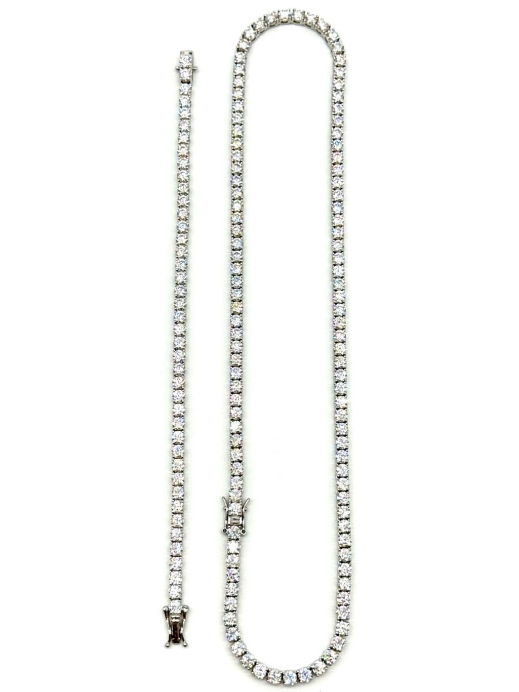 925 Silver, 4mm Moissanite Tennis Chain & Bracelet Set